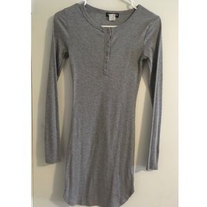 Button Down Long Sleeve Mini Dress